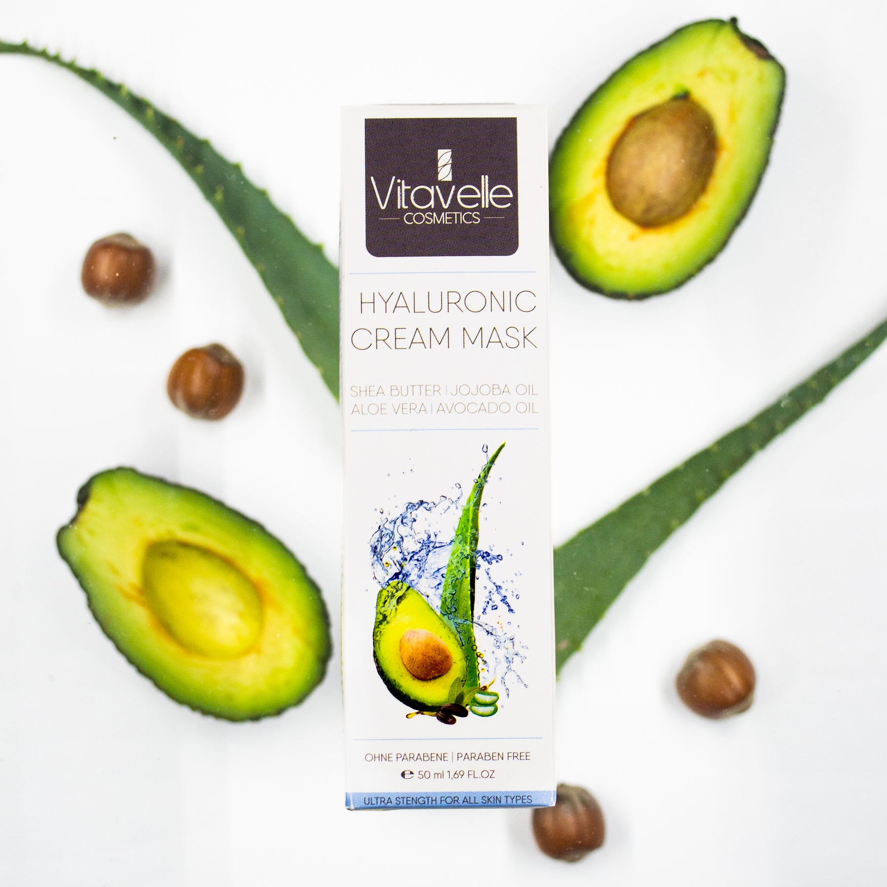 Hyaluronsäure Crememaske mit Aloe Vera & Avocado Öl