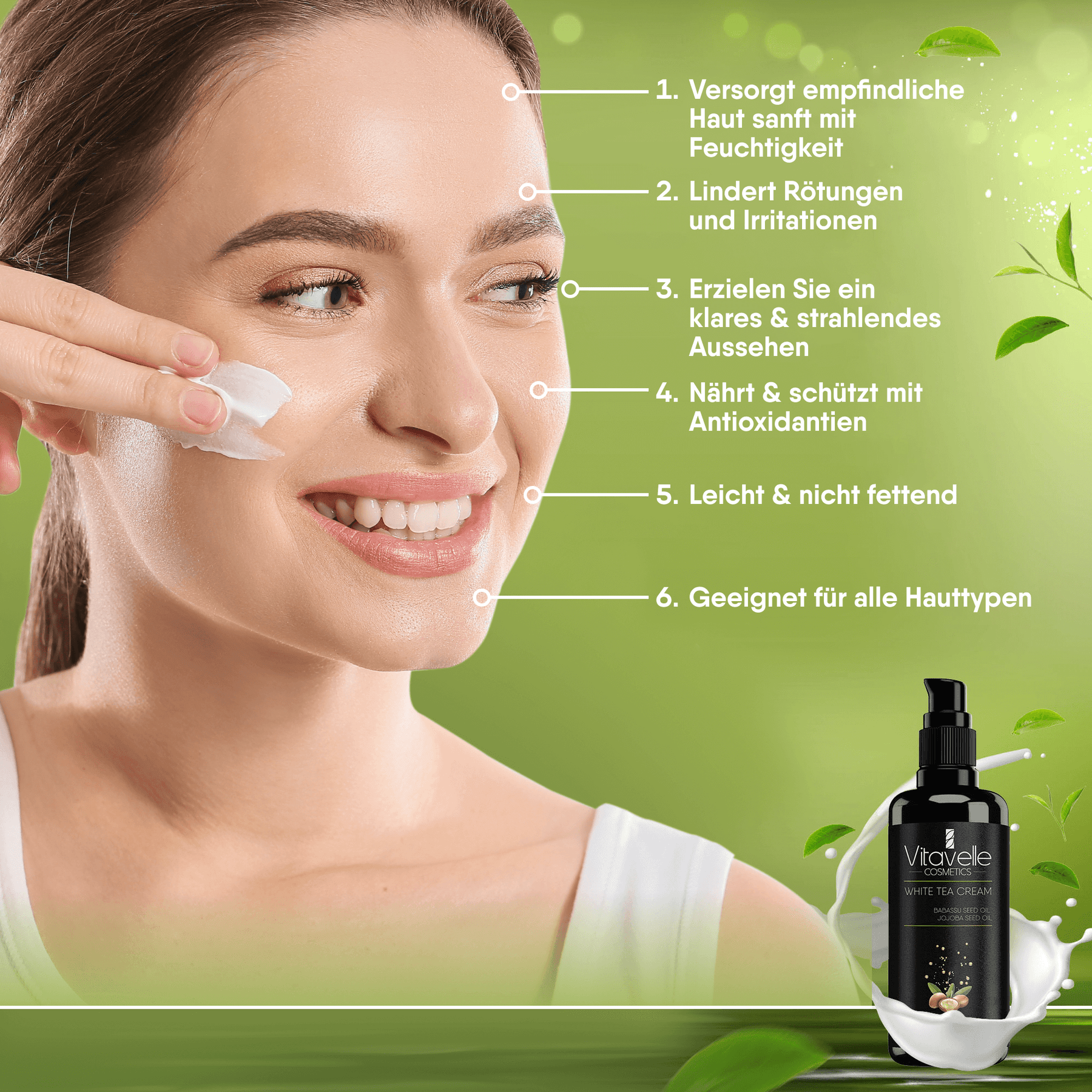 White tea cream with babassu oil