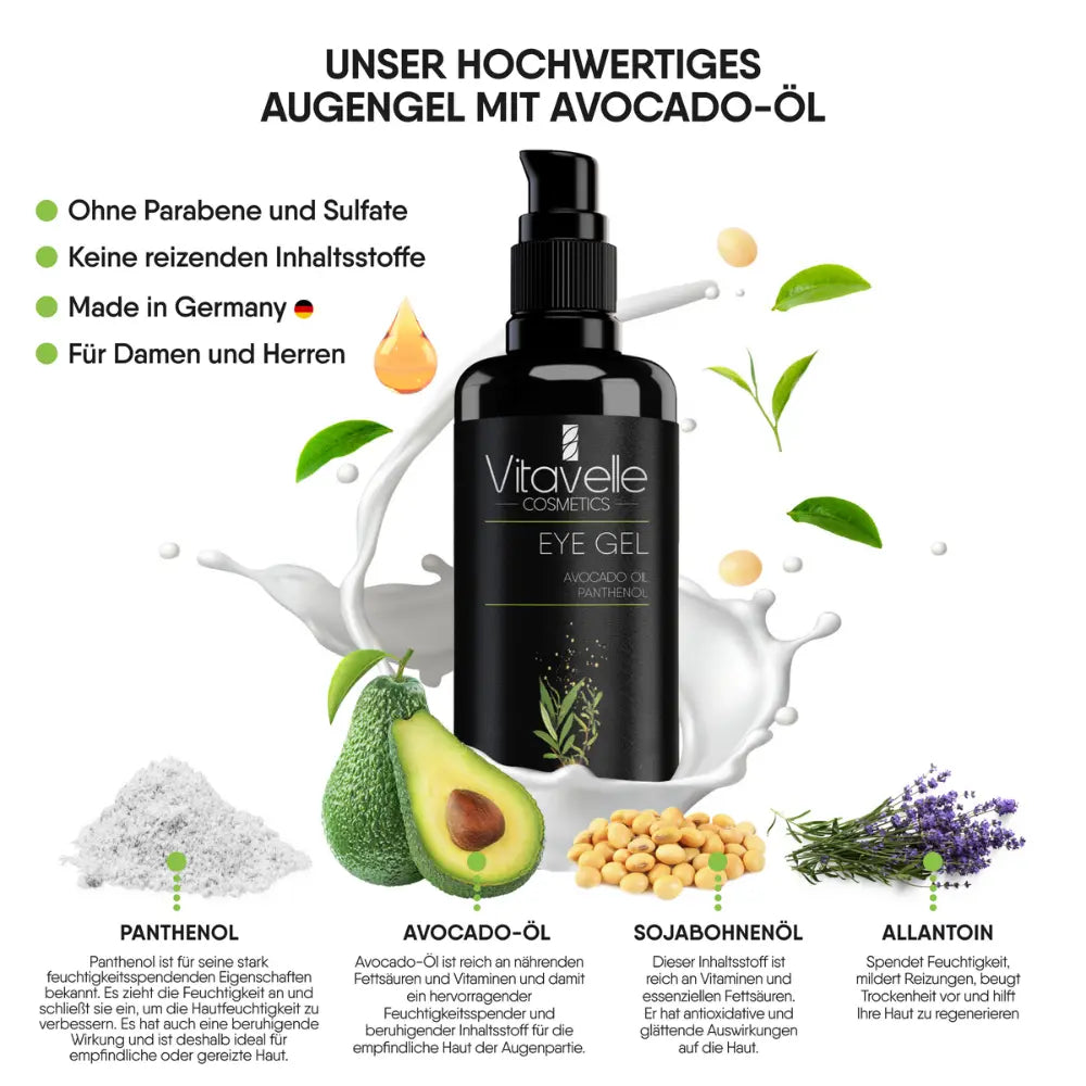 Eye gel with avocado oil and panthenol