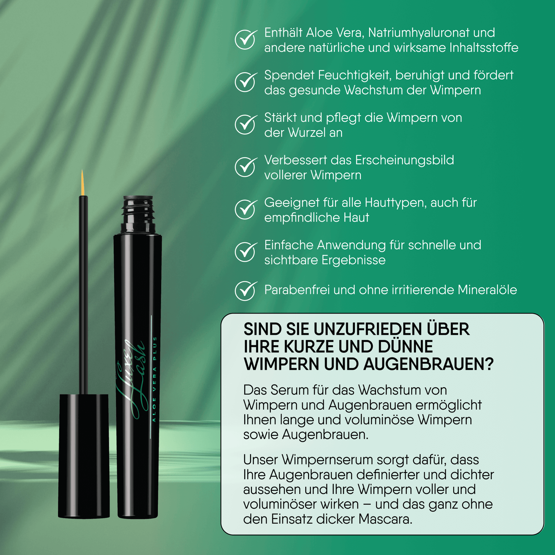 Luxe Lash Aloe Vera Plus eyelash serum and eyebrow serum