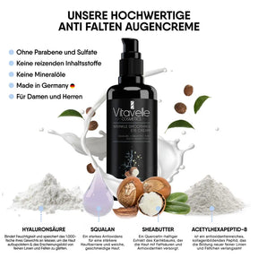 Wrinkle-reducing eye cream with peptides and squalane
